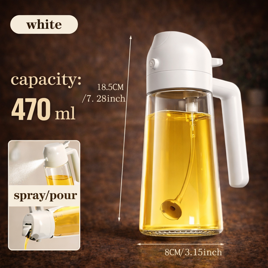 Leakproof Dual-Purpose Glass Oil Spray or Pour Bottle