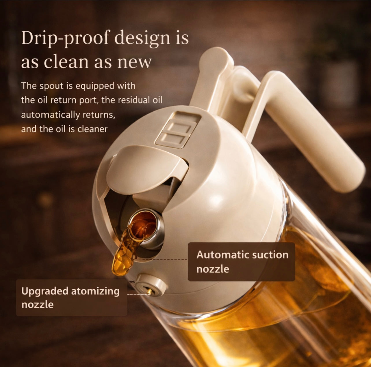 Leakproof Dual-Purpose Glass Oil Spray or Pour Bottle