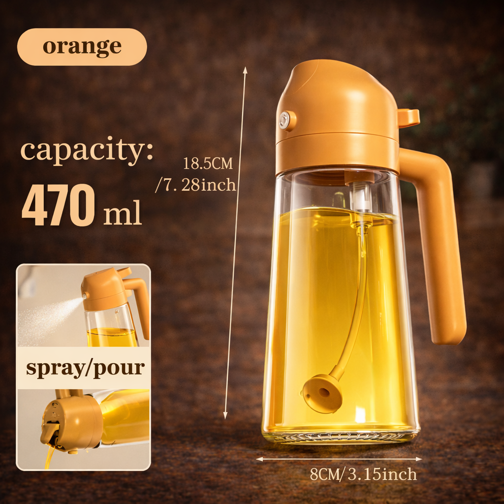 Leakproof Dual-Purpose Glass Oil Spray or Pour Bottle